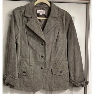 Bradley Bayou Gray Suede Jacket Studded Leather Size Large Pockets